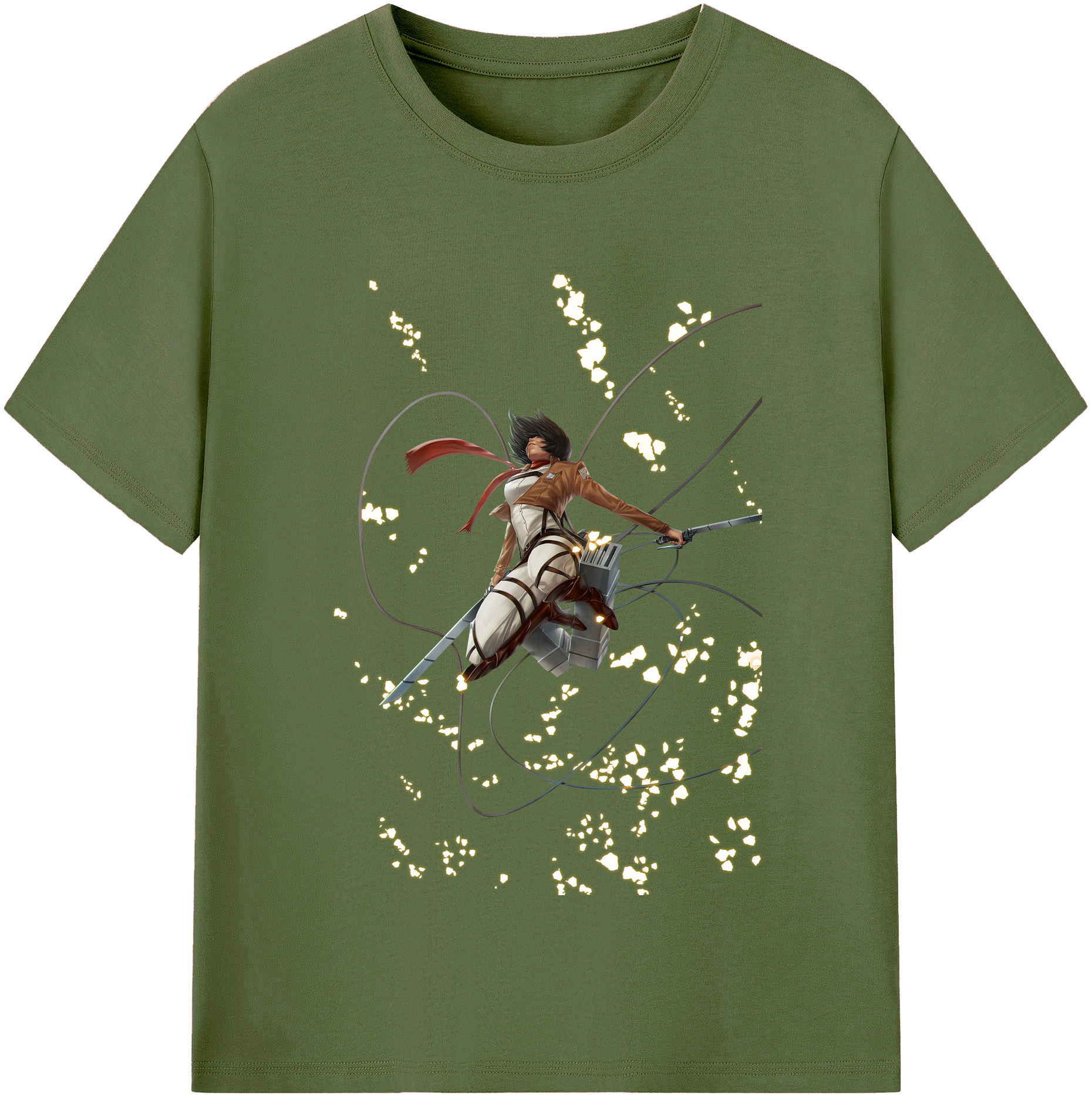 （画像用） 進撃の巨人 ミカサ·アッカーマン Attack on Titan Mikasa Ackerman 綿100％半袖Tシャツ（フロントプリント）